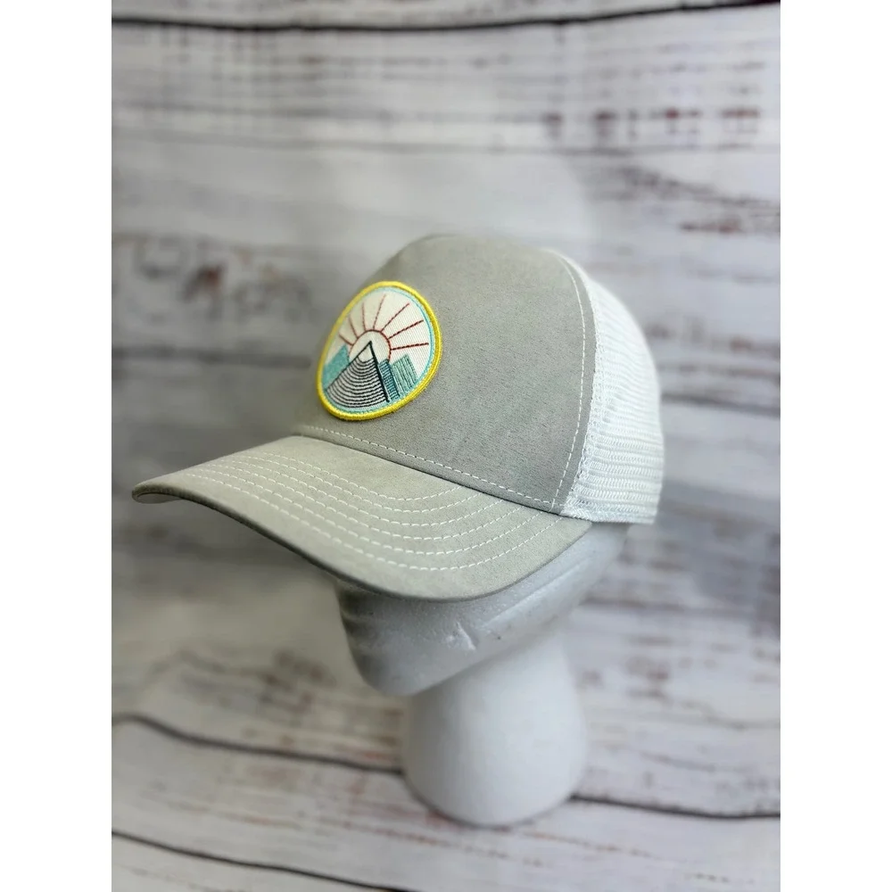 Pistil Womens Grey Mountain Patch Mesh Viva Trucker Hat Snapback Cap Grey White